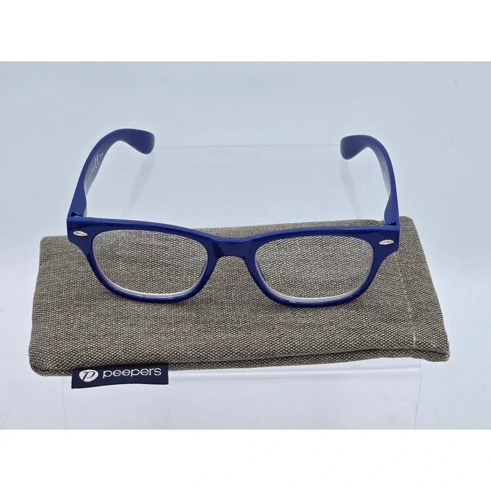 Peepers Clark Reading Glasses Unisex +2.50 Blue Light 2486 Blue - Excellent